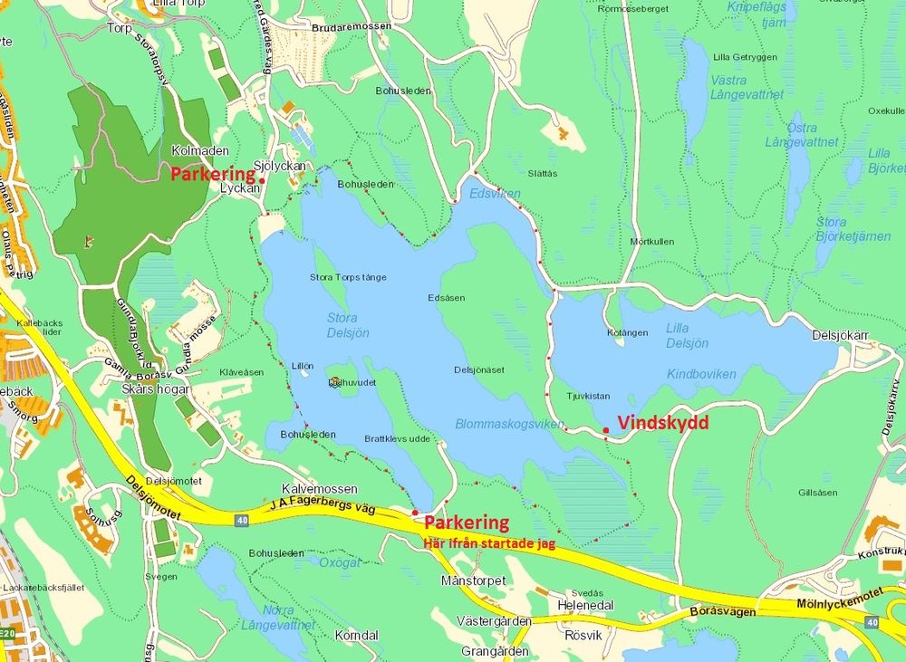 Karta över Delsjön