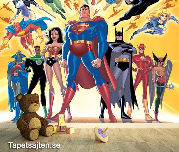 Barn Tapet Kille Superman Tapet Barnrum Superhjältar DC Justice League Batman Wonder Women Flash Fototapet Barntapet