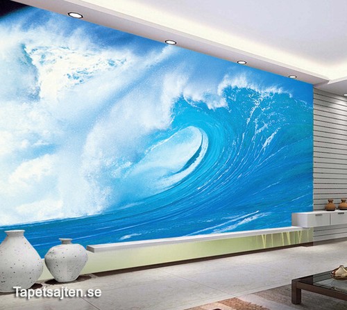 Natur tapet hav vågor blå fototapet vatten vardagsrum