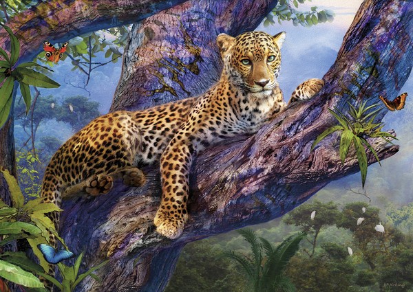 Tapet med leopard i träd