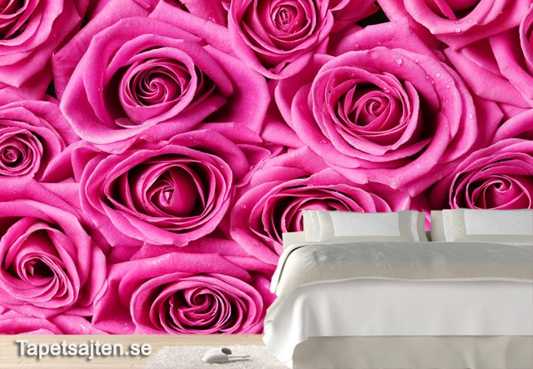 Tapet Rosa Blommor Blommig tapet ros rosa rosor fototapet blommor romantisk sovrumstapet