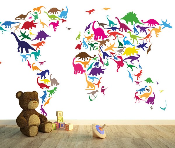 Världskarta Tapet Barn Världskarta Tapet Dinosaurie