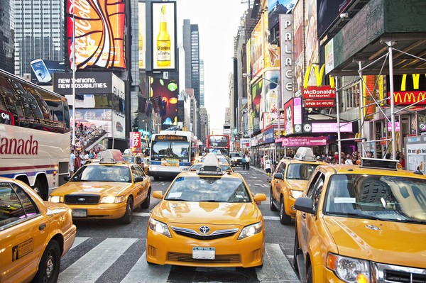 New York Tapet Taxi Bilar