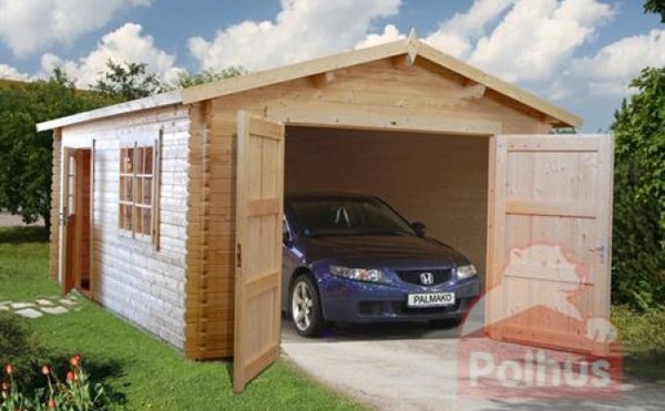 Billig Garage Byggsats Pris Polhus Garage Roger 19,0 kvm med trädörrar