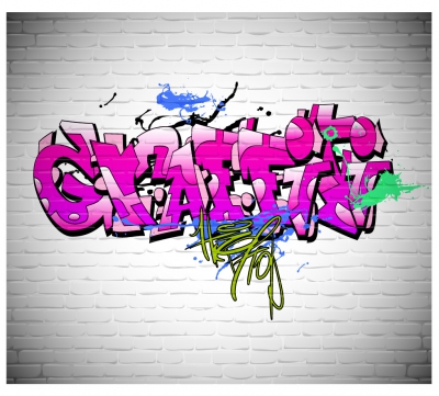 tapet graffiti motiv rosa mur text Graffiti Tapet