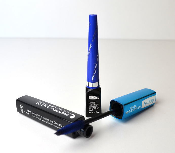 isadora glossy eyeliner swedish blue build-up mascara dark blue