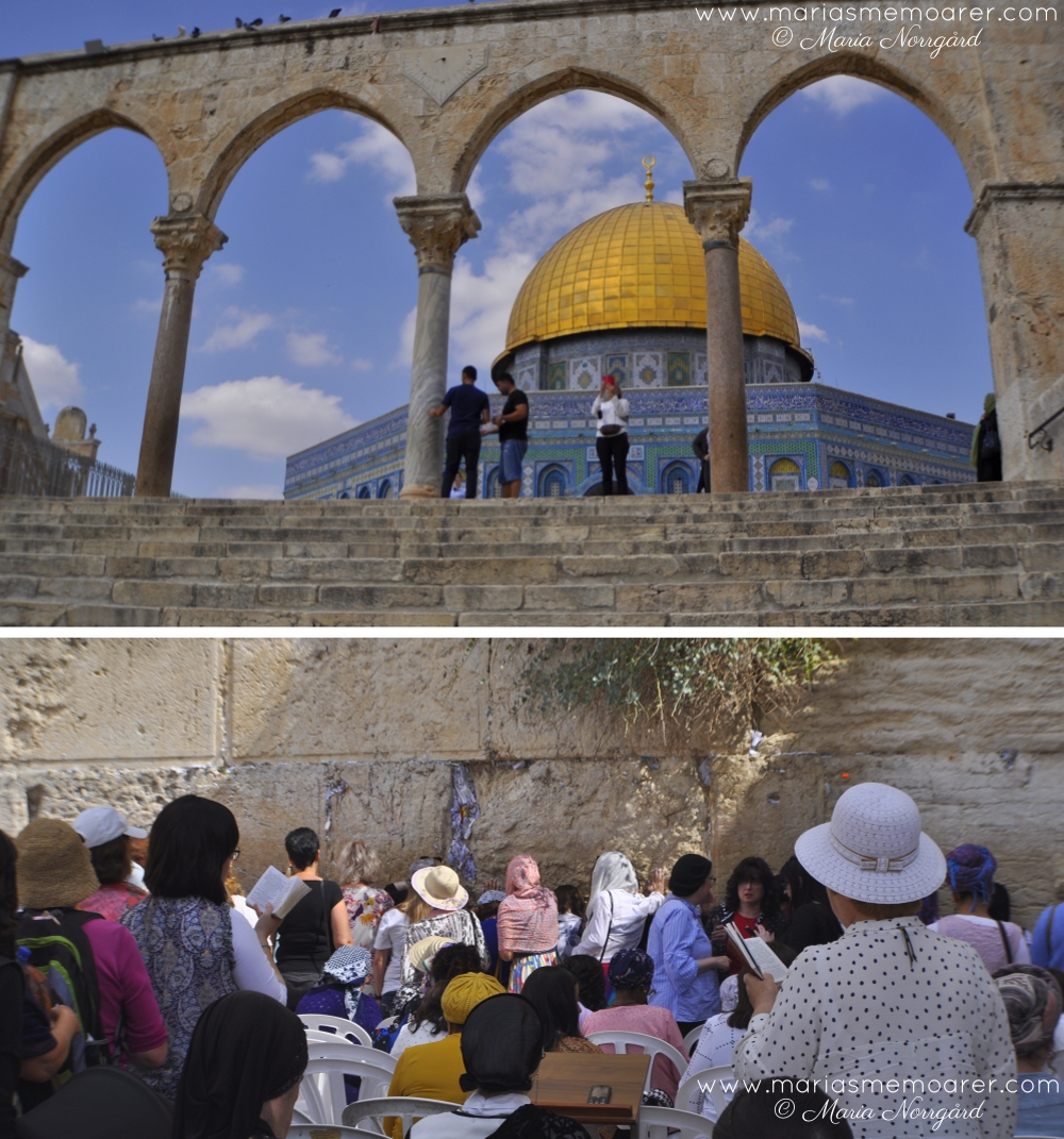 religioner i Jerusalem, lsrael - klagomuren och tempelberget