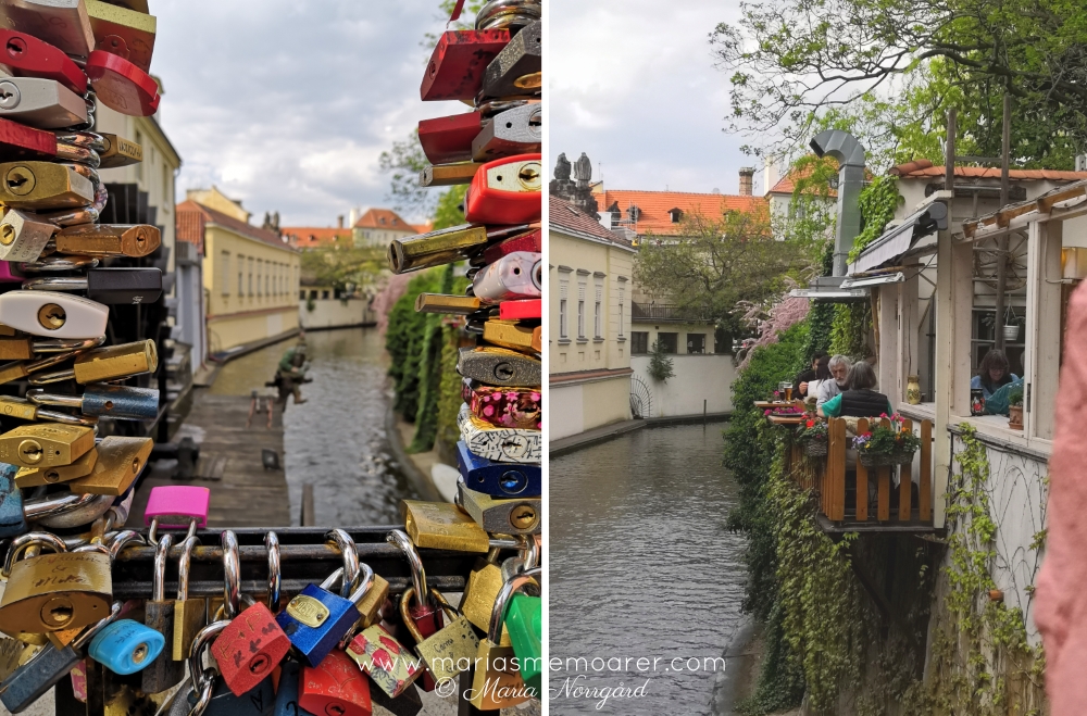 intressanta platser i Prag: kärleksbron vid Certovka kanal