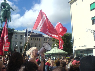 Demonstration mot Sverigedemokraternas torgmöte i Göteborg.