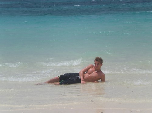 Jag i vattnet på Mauritius, februari 2008.