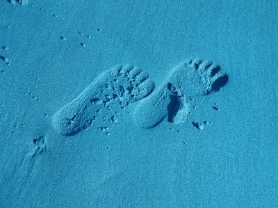 Alicias fotspår i sanden