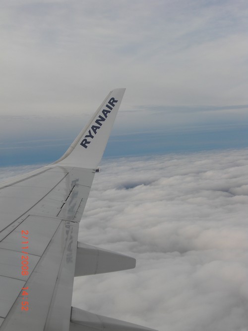 Bild tagen på flyget på väg till Italien