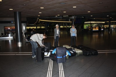 All packning när vi landat Zurich