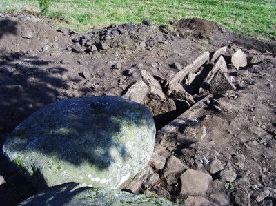 Arkeologisk utgrävning av gånggriften Firse sten i Falbygden 2008.