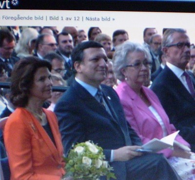 Drottning Silvia, EU-ordföranden José Manuel Barros, samt prinsessan Christina med make Tord.