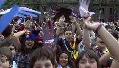 Barcelonafans firar vinsten i CL